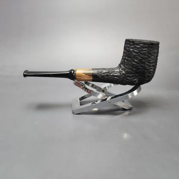 MBSD Briars by Piero Vitale Black Rusticated Billiard w/ Olivewood Briar Pipe, New - Image 7