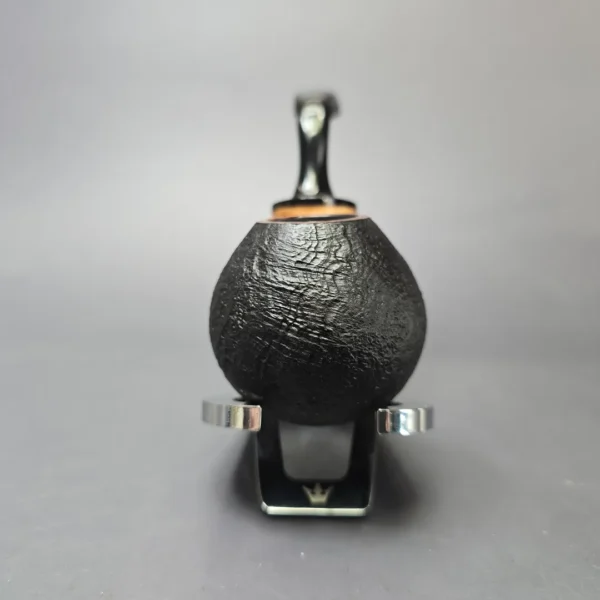 Piero Vitale Sandblasted Bent Apple w/ Zebrawood (2 Star) Handmade Briar Pipe, New - Image 3