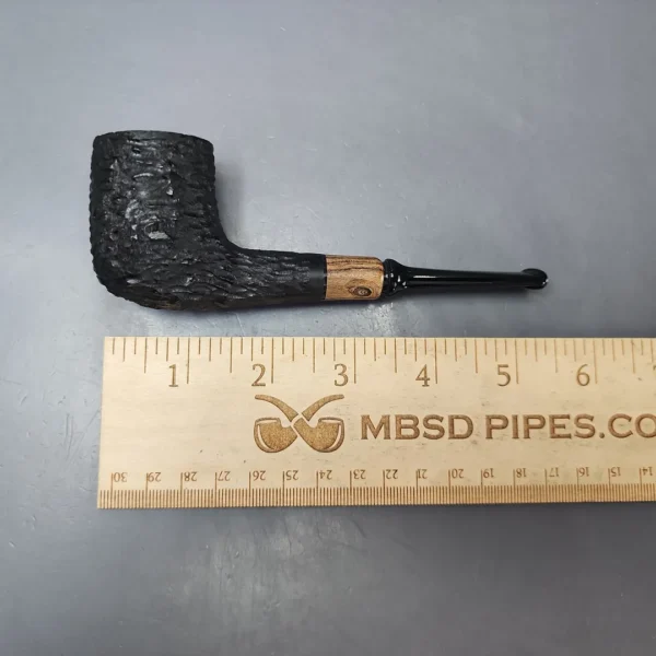 MBSD Briars by Piero Vitale Black Rusticated Billiard w/ Olivewood Briar Pipe, New - Image 8