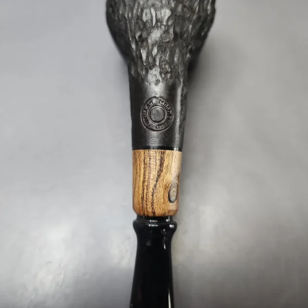MBSD Briars by Piero Vitale Black Rusticated Billiard w/ Olivewood Briar Pipe, New - Image 10