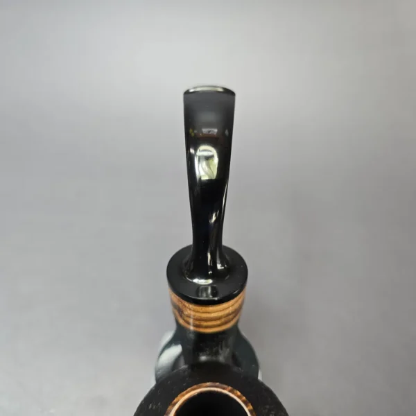 Piero Vitale Sandblasted Bent Apple w/ Zebrawood (2 Star) Handmade Briar Pipe, New - Image 6