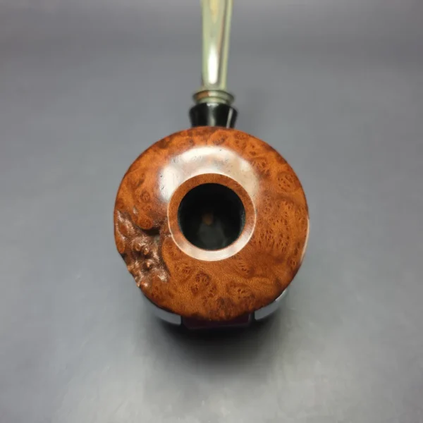 la Biota Partially Sandblasted Bullcap w/ Horn Handmade Briar Pipe, New - Image 6