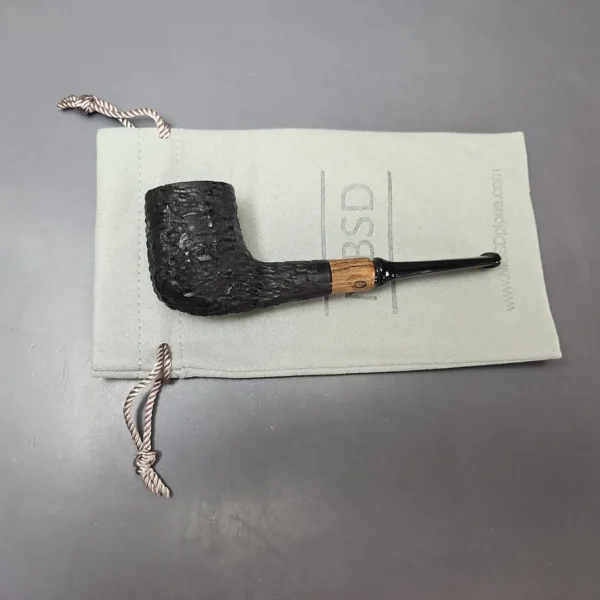 MBSD Briars by Piero Vitale Black Rusticated Billiard w/ Olivewood Briar Pipe, New - Image 11