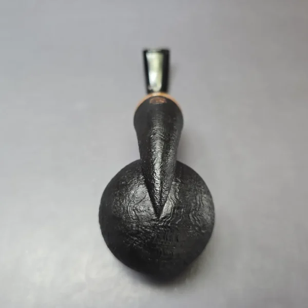 Piero Vitale Sandblasted Bent Apple w/ Zebrawood (2 Star) Handmade Briar Pipe, New - Image 7