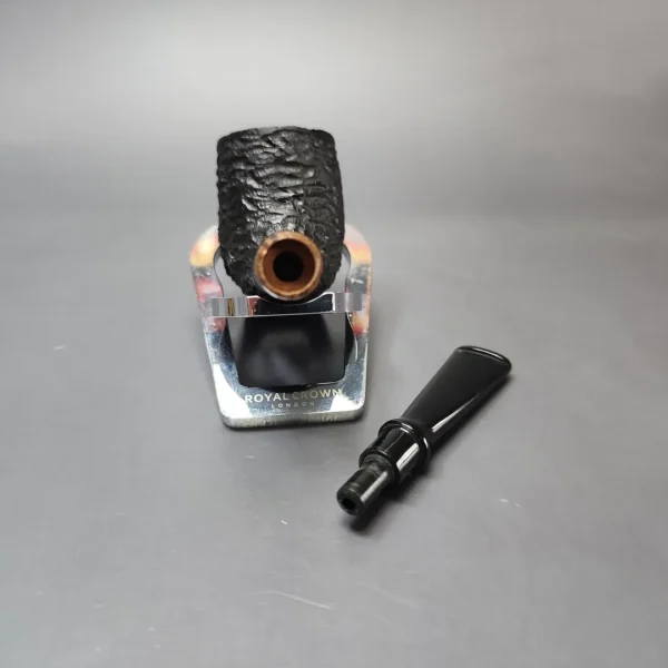 MBSD Briars by Piero Vitale Black Rusticated Billiard w/ Olivewood Briar Pipe, New - Image 12