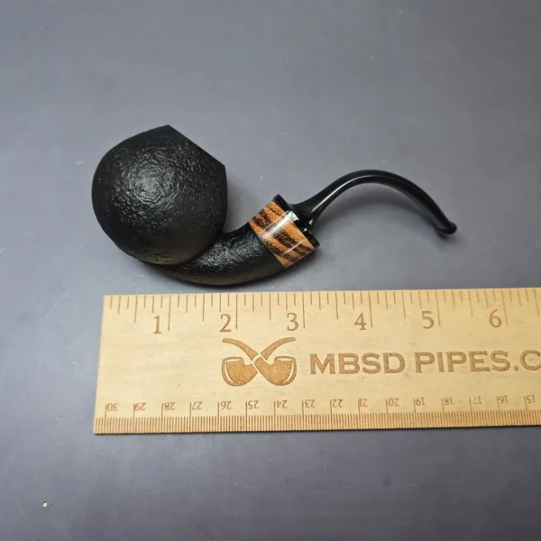 Piero Vitale Sandblasted Bent Apple w/ Zebrawood (2 Star) Handmade Briar Pipe, New - Image 8