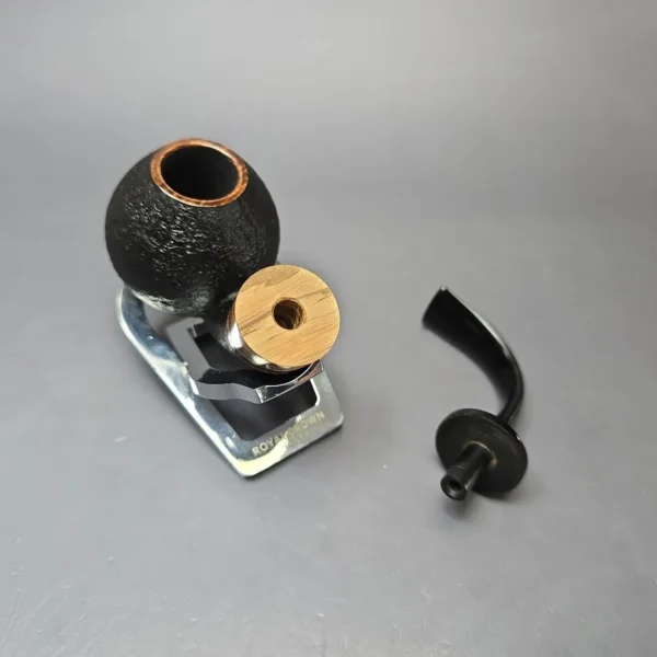 Piero Vitale Sandblasted Bent Apple w/ Zebrawood (2 Star) Handmade Briar Pipe, New - Image 9