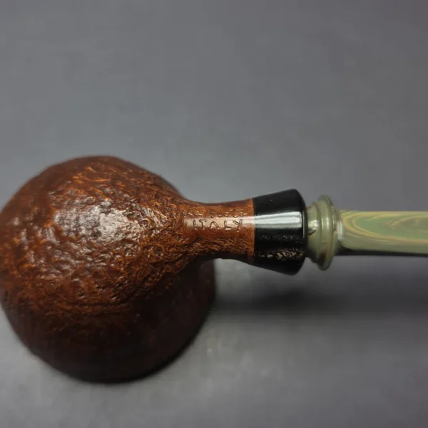 la Biota Partially Sandblasted Bullcap w/ Horn Handmade Briar Pipe, New - Image 9