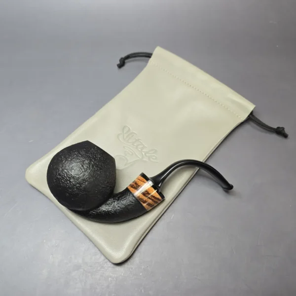 Piero Vitale Sandblasted Bent Apple w/ Zebrawood (2 Star) Handmade Briar Pipe, New - Image 10