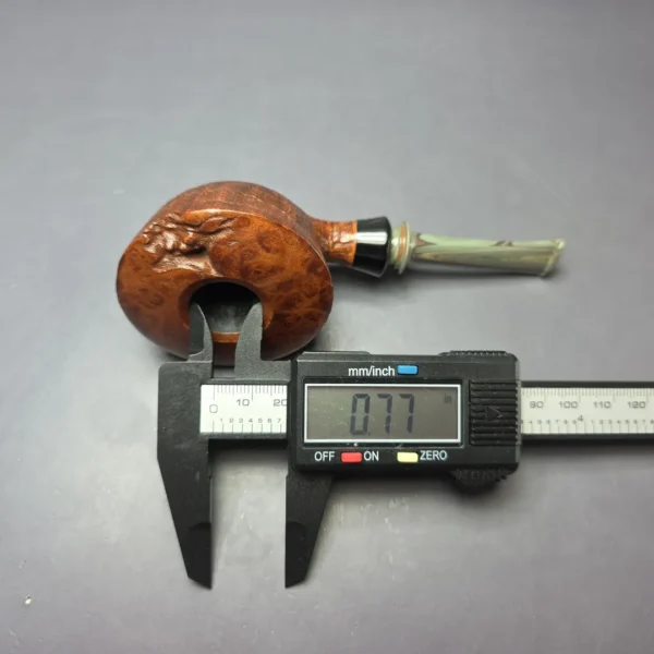 la Biota Partially Sandblasted Bullcap w/ Horn Handmade Briar Pipe, New - Image 11