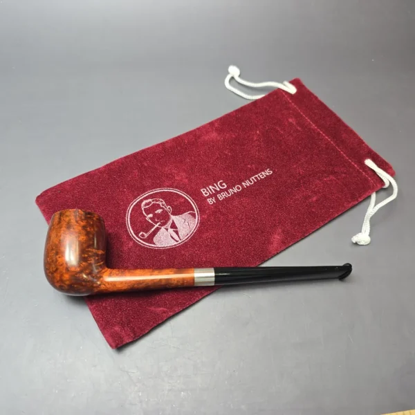 Bruno Nuttens Mini Bing B3 Smooth Billiard w/ Aluminum Briar Pipe, New - Image 12