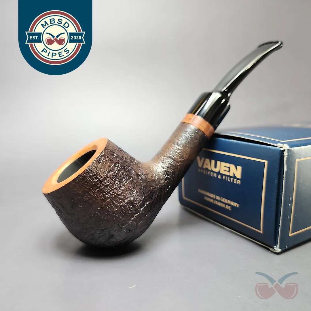 Vauen Mokka 5240 Partially Sandblasted Pot Estate Briar Pipe, Unsmoked, 9mm