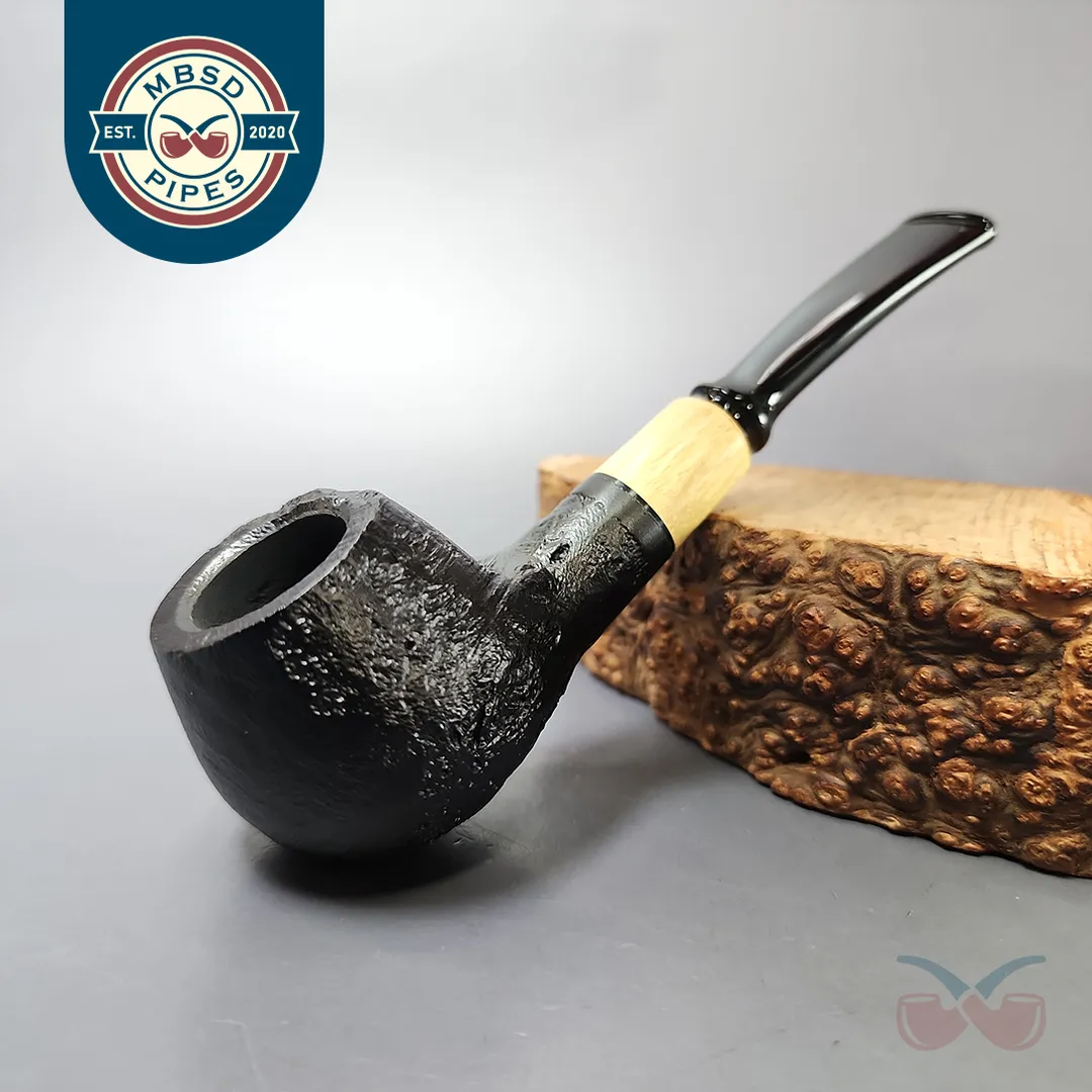 MBSD Briars by Piero Vitale Vintage Sandblasted Author w/ Boxwood Briar Pipe, New