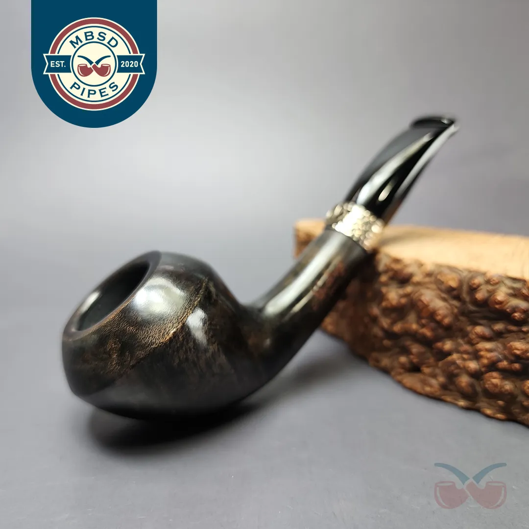 Nording Silver Classic Smooth Rhodesian Horn Estate Briar Pipe, Unsmoked