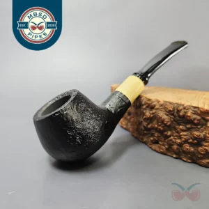 MBSD Briars by Piero Vitale Black Sandblasted Author w/ Boxwood Briar Pipe, New
