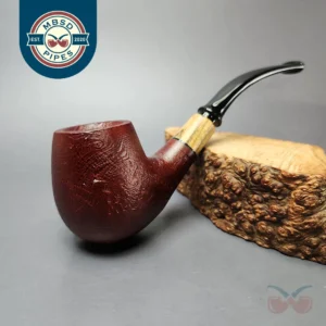 MBSD Briars by Piero Vitale Red Sandblasted Brandy w/ Olivewood Briar Pipe, New
