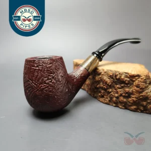 MBSD Briars by Piero Vitale Vintage Sandblasted Brandy w/ Zebrawood Briar Pipe, New