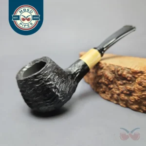 MBSD Briars by Piero Vitale Black Rusticated Author w/ Boxwood Briar Pipe, New
