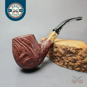 MBSD Briars by Piero Vitale Vintage Sandblasted Brandy w/ Zebrawood Briar Pipe, New