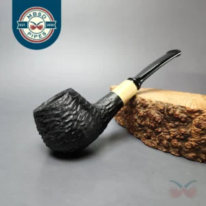 MBSD Briars by Piero Vitale Black Rusticated Author w/ Boxwood Briar Pipe, New