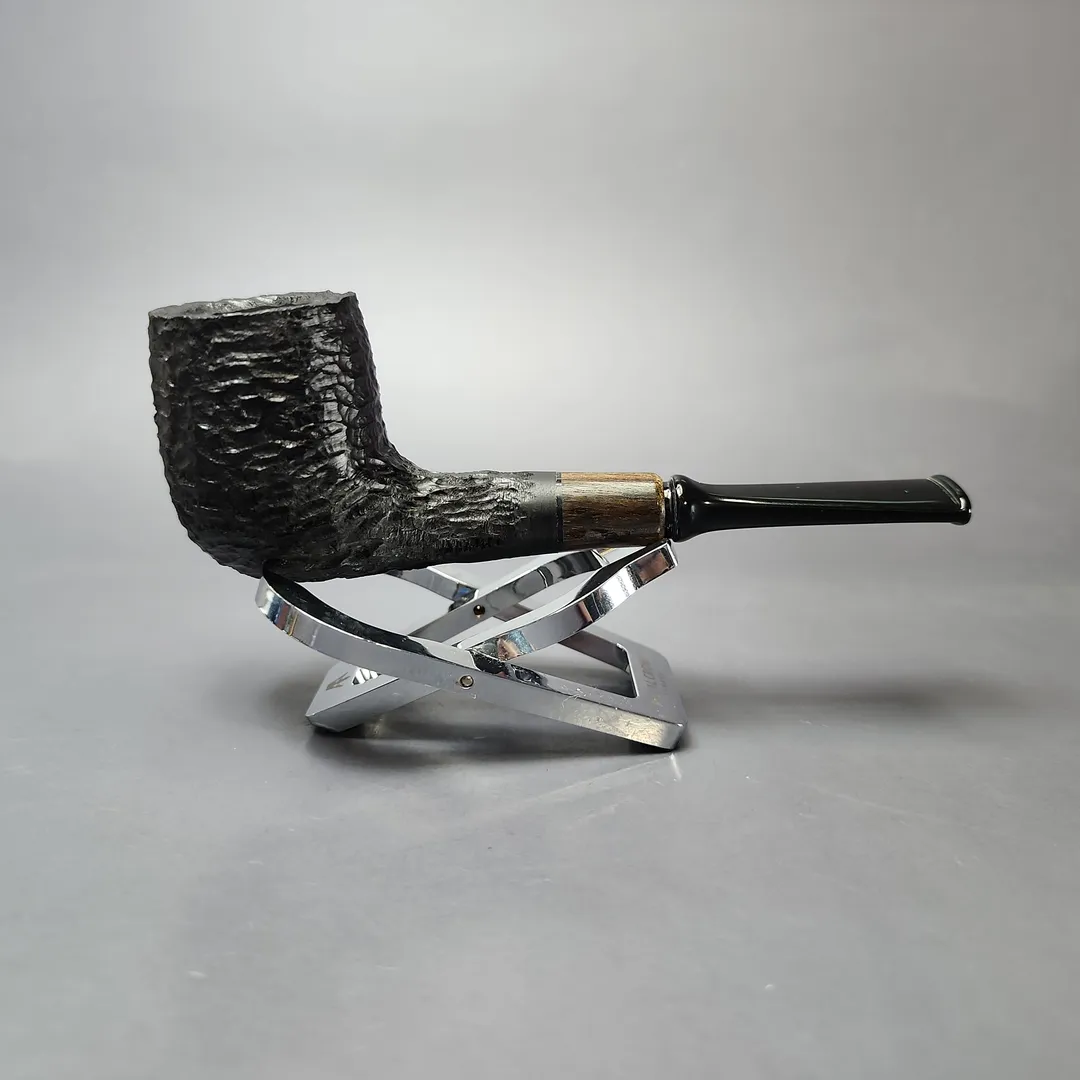 MBSD Briars by Piero Vitale Black Rusticated Billiard w/ Zebrawood Briar Pipe, New - Image 2