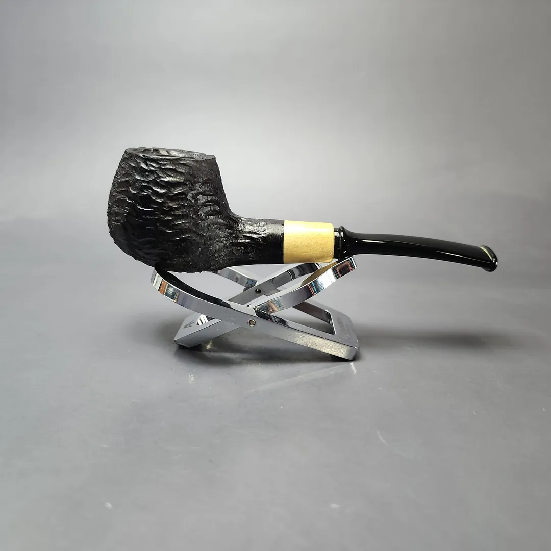 MBSD Briars by Piero Vitale Black Rusticated Author w/ Boxwood Briar Pipe, New - Image 2