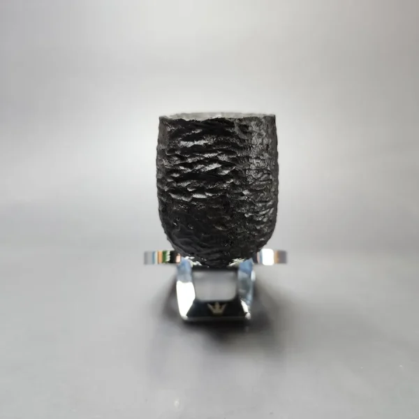 MBSD Briars by Piero Vitale Black Rusticated Billiard w/ Zebrawood Briar Pipe, New - Image 3