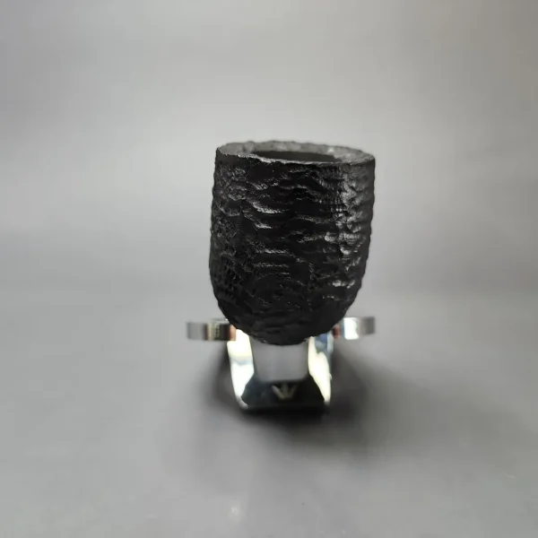 MBSD Briars by Piero Vitale Black Rusticated Billiard w/ Zebrawood Briar Pipe, New - Image 3