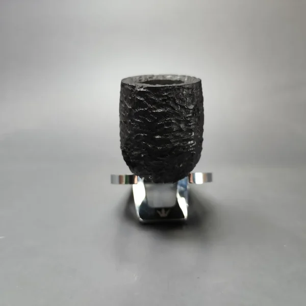 MBSD Briars by Piero Vitale Black Rusticated Billiard w/ Zebrawood Briar Pipe, New - Image 3