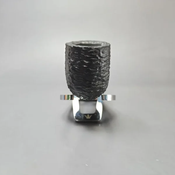 MBSD Briars by Piero Vitale Black Rusticated Billiard w/ Zebrawood Briar Pipe, New - Image 3