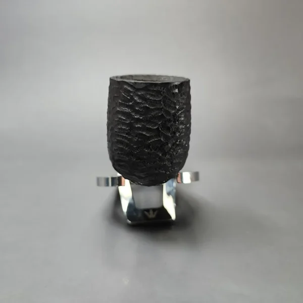 MBSD Briars by Piero Vitale Black Rusticated Billiard w/ Zebrawood Briar Pipe, New - Image 3