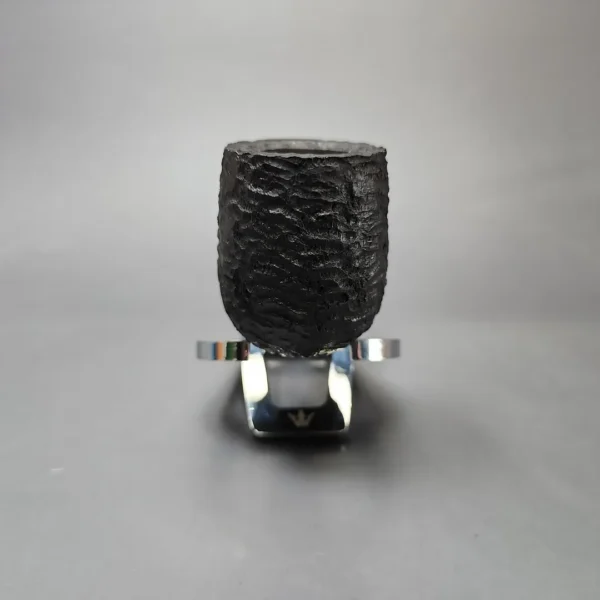 MBSD Briars by Piero Vitale Black Rusticated Billiard w/ Zebrawood Briar Pipe, New - Image 3