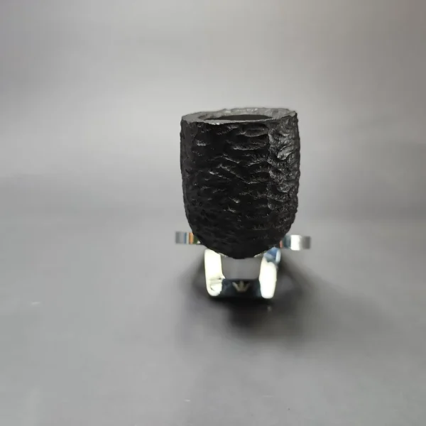 MBSD Briars by Piero Vitale Black Rusticated Billiard w/ Zebrawood Briar Pipe, New - Image 3