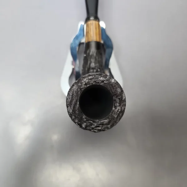 MBSD Briars by Piero Vitale Black Rusticated Billiard w/ Zebrawood Briar Pipe, New - Image 4