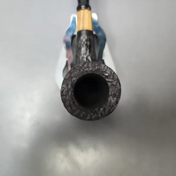 MBSD Briars by Piero Vitale Black Rusticated Billiard w/ Zebrawood Briar Pipe, New - Image 4