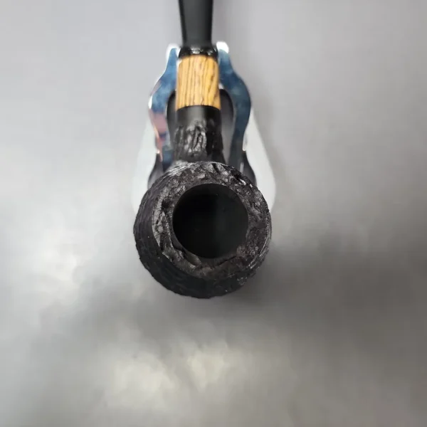 MBSD Briars by Piero Vitale Black Rusticated Author w/ Olivewood Briar Pipe, New - Image 4