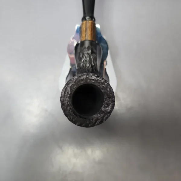 MBSD Briars by Piero Vitale Black Rusticated Billiard w/ Zebrawood Briar Pipe, New - Image 4