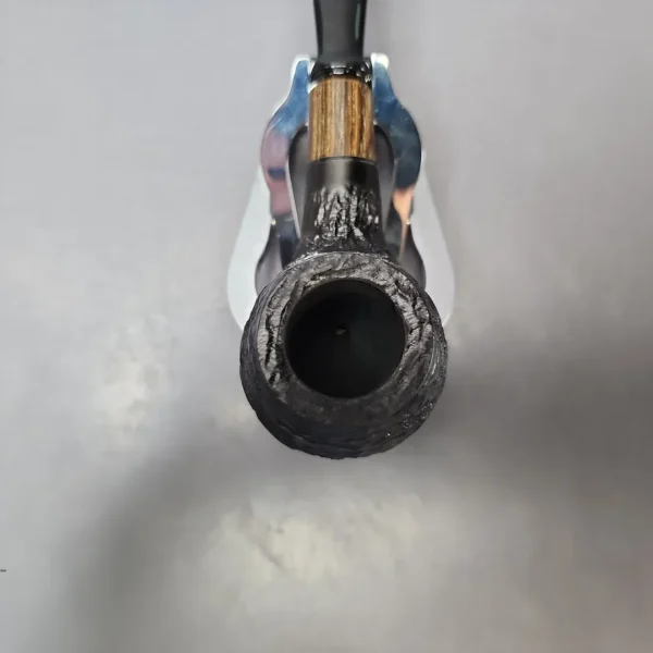 MBSD Briars by Piero Vitale Black Rusticated Author w/ Zebrawood Briar Pipe, New - Image 4