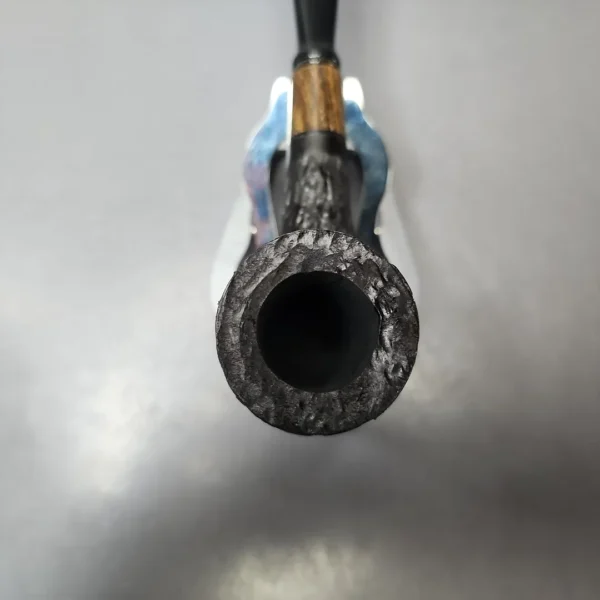 MBSD Briars by Piero Vitale Black Rusticated Billiard w/ Zebrawood Briar Pipe, New - Image 4