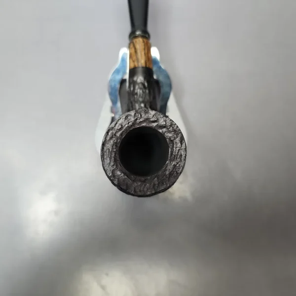 MBSD Briars by Piero Vitale Black Rusticated Billiard w/ Zebrawood Briar Pipe, New - Image 4