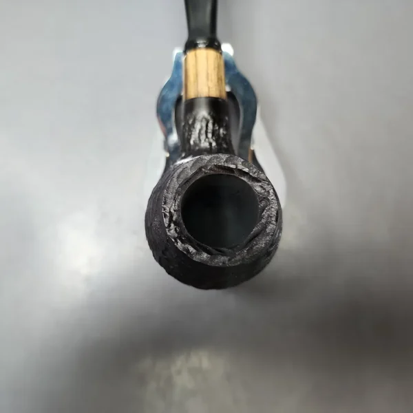 MBSD Briars by Piero Vitale Black Rusticated Author w/ Zebrawood Briar Pipe, New - Image 4