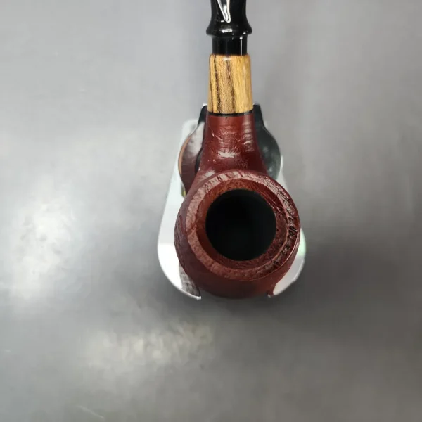 MBSD Briars by Piero Vitale Red Sandblasted Brandy w/ Zebrawood Briar Pipe, New - Image 4