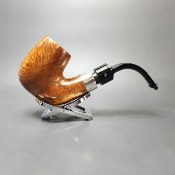 Peterson House Pipe Natural Bent Smooth Oom Paul w/ Silver Estate Briar Pipe, Unsmoked - Image 4