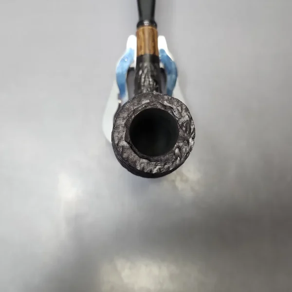 MBSD Briars by Piero Vitale Black Rusticated Billiard w/ Zebrawood Briar Pipe, New - Image 4