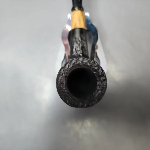 MBSD Briars by Piero Vitale Black Rusticated Billiard w/ Olivewood Briar Pipe, New - Image 4