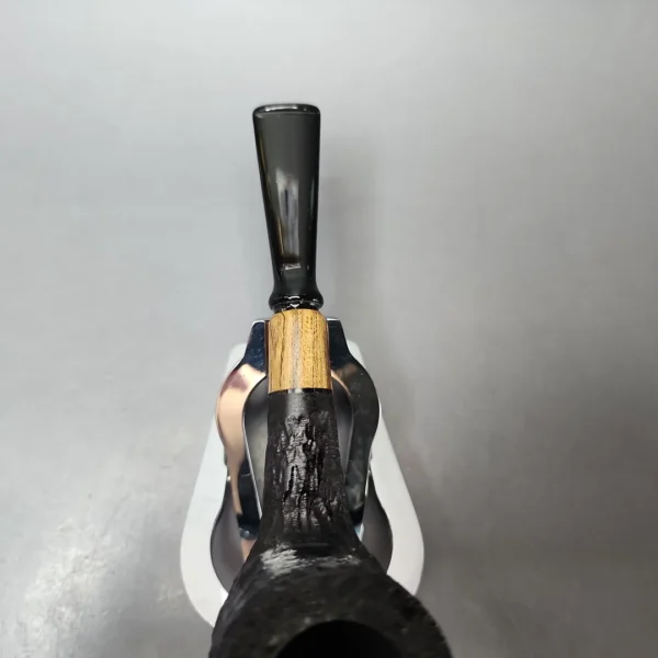 MBSD Briars by Piero Vitale Black Rusticated Billiard w/ Zebrawood Briar Pipe, New - Image 5