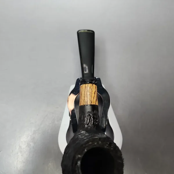 MBSD Briars by Piero Vitale Black Rusticated Author w/ Olivewood Briar Pipe, New - Image 5