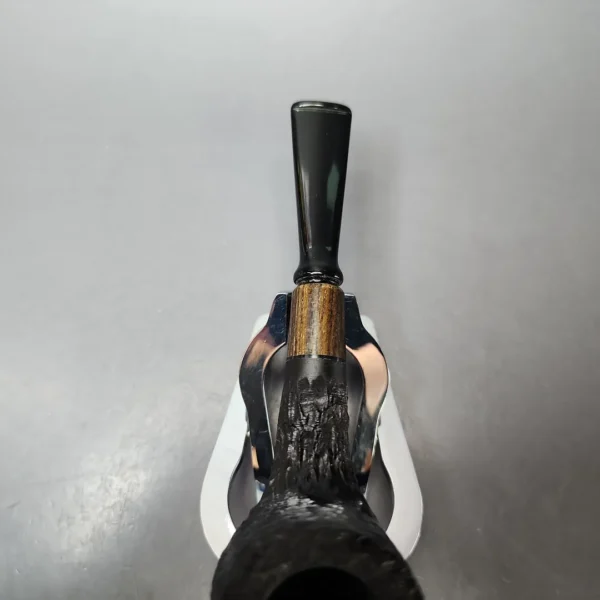 MBSD Briars by Piero Vitale Black Rusticated Billiard w/ Zebrawood Briar Pipe, New - Image 5