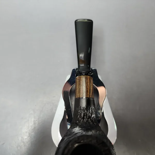 MBSD Briars by Piero Vitale Black Rusticated Author w/ Zebrawood Briar Pipe, New - Image 5