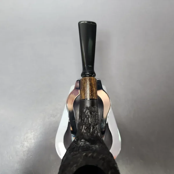 MBSD Briars by Piero Vitale Black Rusticated Billiard w/ Zebrawood Briar Pipe, New - Image 5